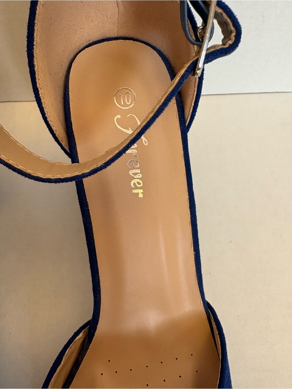 Forever Royal Blue Faux Suede D'Orsay Ankle Strap Heels Size 10 - Picture 3 of 10